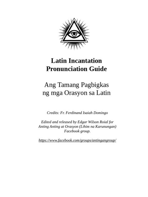 Ang Tamang Pagbigkas NG Mga Orasyon Sa Latin .